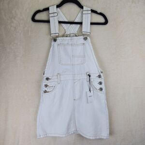 NWT Forever 21 Womens Bib Skirt Size XS Cream Denim Y2K Streetwear Festival Mini